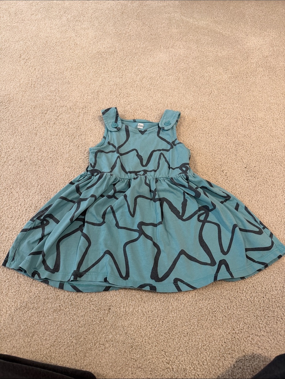 Tea Collection Teal Star Scribble Cotton Dress